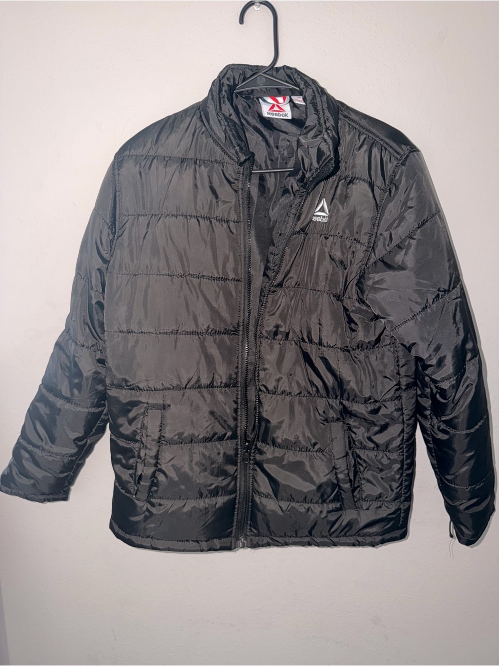Reebok Boys Black Quilted Puffer Jacket with Logo